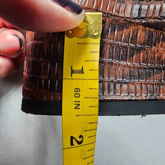 Franco Sarto Nico Ankle Boots Faux Croc Espresso Brown Block Heel Size 10 - Picture 9 of 11